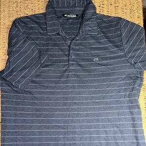 Travis Mathew Navy Striped Polo Shirt